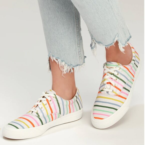 Keds x Rifle Paper Co. Anchor Happy Stripe Sneakers Size 7 - Picture 1 of 11